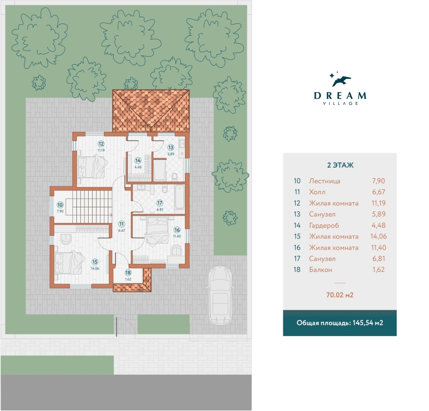 2х этажный коттедж 145,54 м² - Этаж 2